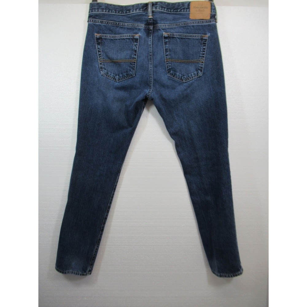 Abercrombie & Fitch Distressed Skinny Jeans Men 36x32 Button Fly Blue